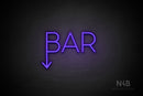 "BAR" (down arrow, Sunny Day font) - LED neon sign