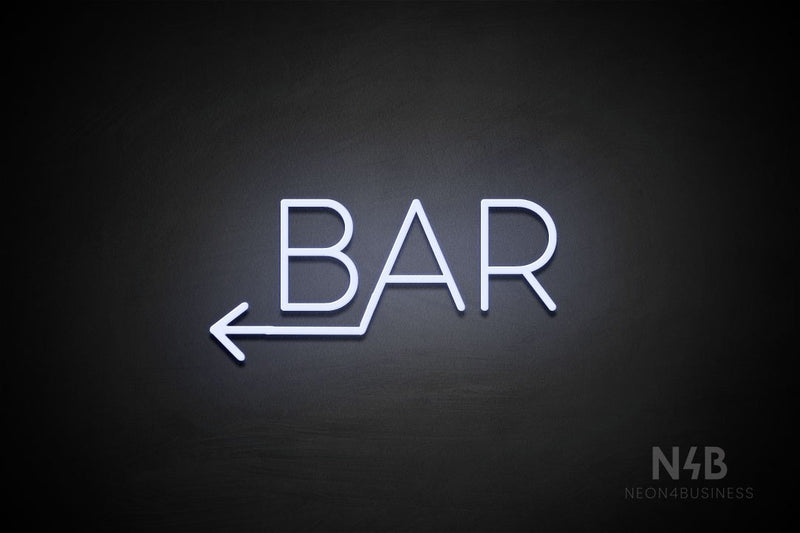 "BAR" (left arrow, Sunny Day font) - LED neon sign
