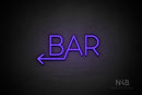 "BAR" (left arrow, Sunny Day font) - LED neon sign