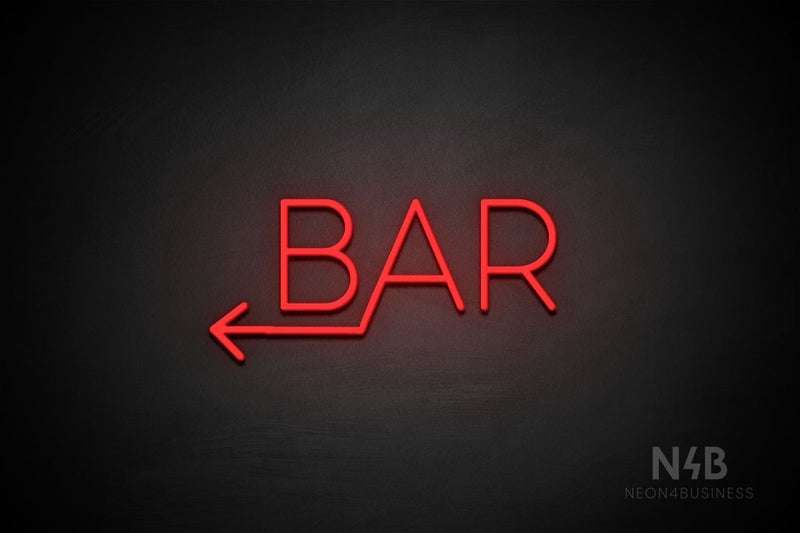 "BAR" (left arrow, Sunny Day font) - LED neon sign