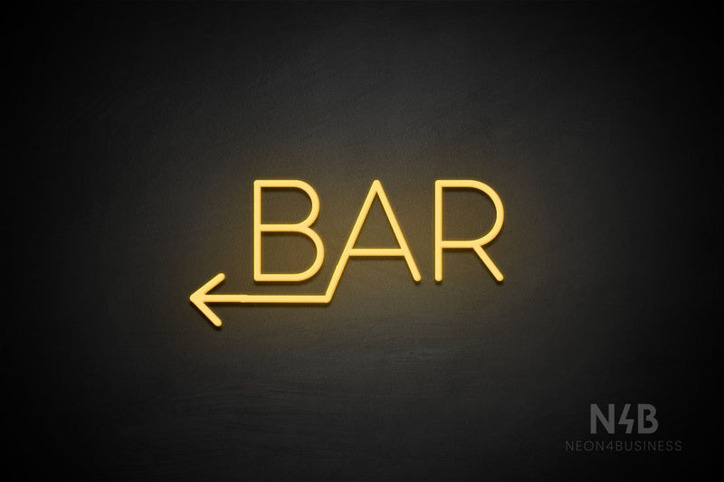 "BAR" (left arrow, Sunny Day font) - LED neon sign