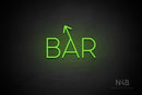 "BAR" (left up tilted arrow, Sunny Day font) - LED neon sign