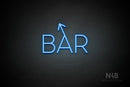 "BAR" (left up tilted arrow, Sunny Day font) - LED neon sign