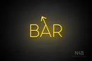 "BAR" (left up tilted arrow, Sunny Day font) - LED neon sign