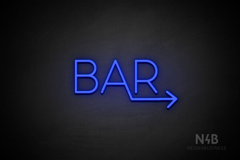 "BAR" (right arrow, Sunny Day font) - LED neon sign