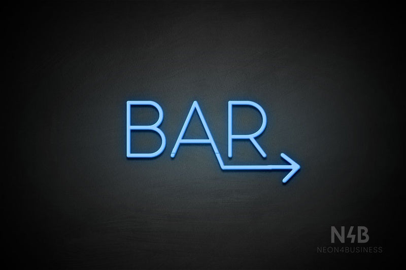 "BAR" (right arrow, Sunny Day font) - LED neon sign