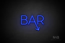 "BAR" (right down tilted arrow, Sunny Day font) - LED neon sign