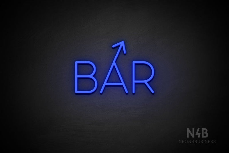 "BAR" (right up tilted arrow, Sunny Day font) - LED neon sign