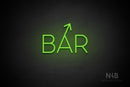 "BAR" (right up tilted arrow, Sunny Day font) - LED neon sign