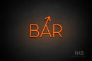 "BAR" (right up tilted arrow, Sunny Day font) - LED neon sign