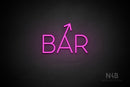 "BAR" (right up tilted arrow, Sunny Day font) - LED neon sign