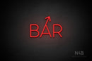 "BAR" (right up tilted arrow, Sunny Day font) - LED neon sign
