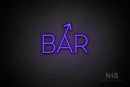"BAR" (right up tilted arrow, Sunny Day font) - LED neon sign