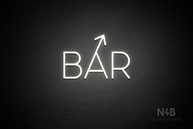 "BAR" (right up tilted arrow, Sunny Day font) - LED neon sign