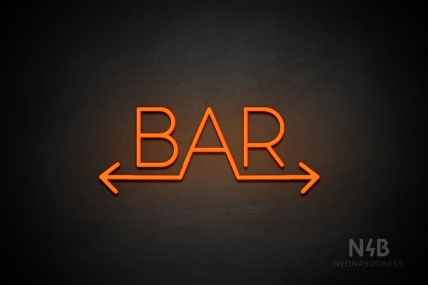 "BAR" (two sided arrow, Sunny Day font) - LED neon sign