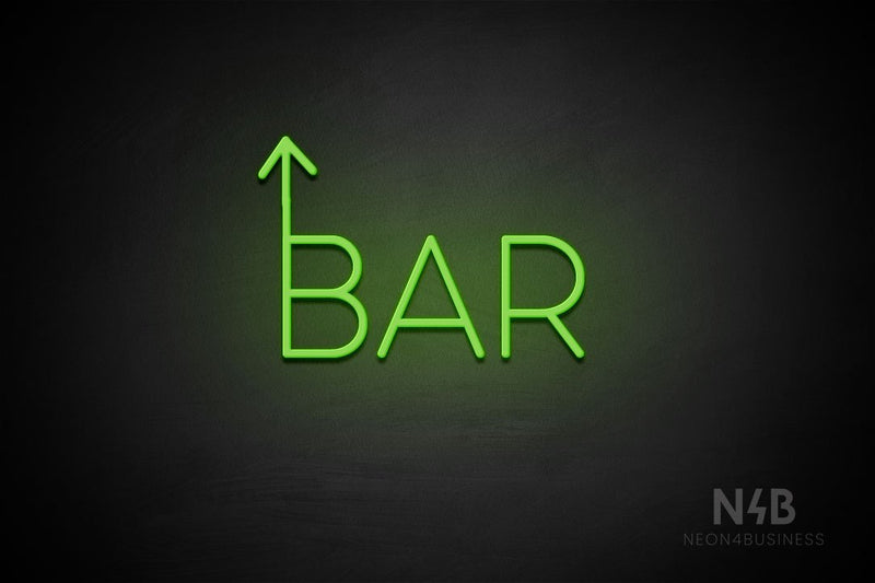 "BAR" (up arrow, Sunny Day font) - LED neon sign