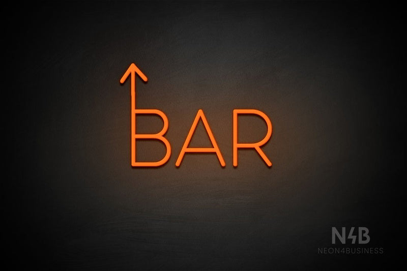 "BAR" (up arrow, Sunny Day font) - LED neon sign