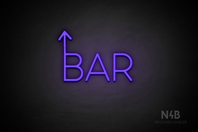 "BAR" (up arrow, Sunny Day font) - LED neon sign