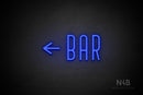 "BAR" (left arrow, Benjollen font) - LED neon sign