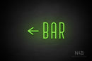 "BAR" (left arrow, Benjollen font) - LED neon sign