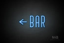 "BAR" (left arrow, Benjollen font) - LED neon sign