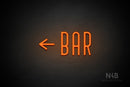 "BAR" (left arrow, Benjollen font) - LED neon sign
