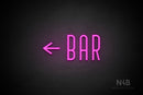 "BAR" (left arrow, Benjollen font) - LED neon sign