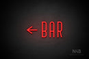 "BAR" (left arrow, Benjollen font) - LED neon sign