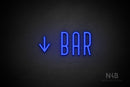 "BAR" (left down arrow, Benjollen font) - LED neon sign