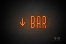 "BAR" (left down arrow, Benjollen font) - LED neon sign