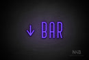 "BAR" (left down arrow, Benjollen font) - LED neon sign