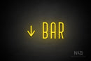 "BAR" (left down arrow, Benjollen font) - LED neon sign