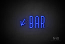 "BAR" (left down tilted arrow, Benjollen font) - LED neon sign