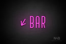 "BAR" (left down tilted arrow, Benjollen font) - LED neon sign