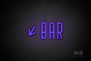 "BAR" (left down tilted arrow, Benjollen font) - LED neon sign