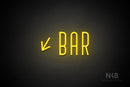 "BAR" (left down tilted arrow, Benjollen font) - LED neon sign