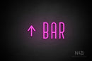 "BAR" (left up arrow, Benjollen font) - LED neon sign