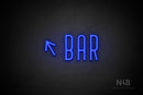 "BAR" (left up tilted arrow, Benjollen font) - LED neon sign
