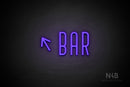"BAR" (left up tilted arrow, Benjollen font) - LED neon sign