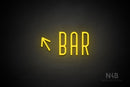 "BAR" (left up tilted arrow, Benjollen font) - LED neon sign