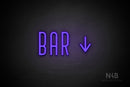 "BAR" (right down arrow, Benjollen font) - LED neon sign