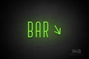 "BAR" (right down tilted arrow, Benjollen font) - LED neon sign