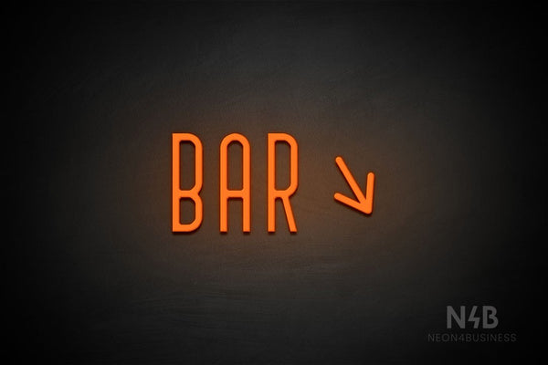 "BAR" (right down tilted arrow, Benjollen font) - LED neon sign