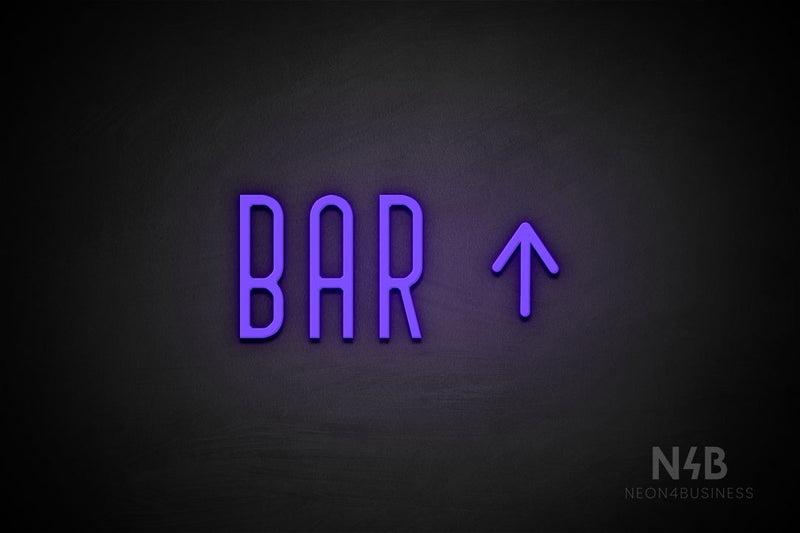 "BAR" (right up arrow, Benjollen font) - LED neon sign