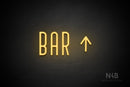 "BAR" (right up arrow, Benjollen font) - LED neon sign