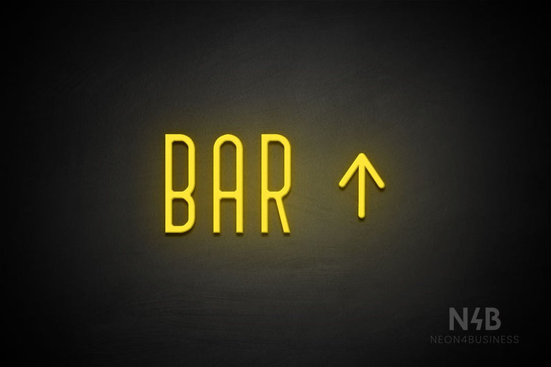 "BAR" (right up arrow, Benjollen font) - LED neon sign