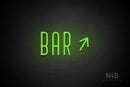 "BAR" (right up tilted arrow, Benjollen font) - LED neon sign
