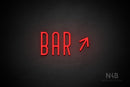 "BAR" (right up tilted arrow, Benjollen font) - LED neon sign