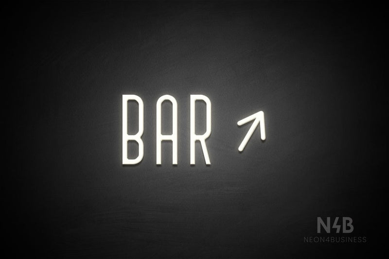 "BAR" (right up tilted arrow, Benjollen font) - LED neon sign