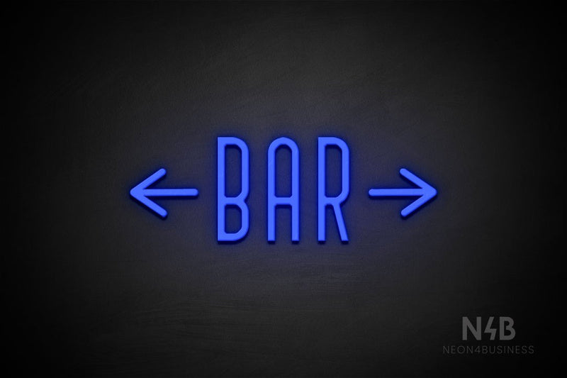 "BAR" (two sided arrow, Benjollen font) - LED neon sign